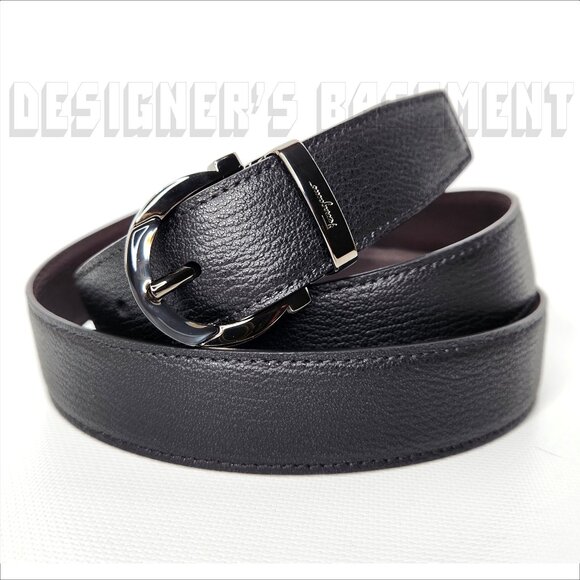 SALVATORE FERRAGAMO reversible Black / Brown 115 leather GANCIO Logo buckle belt - Picture 1 of 4